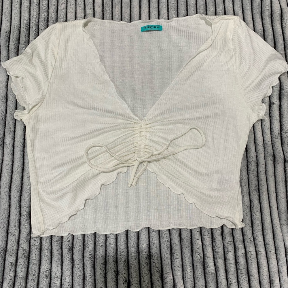 White Scrunch Crop Top Size L